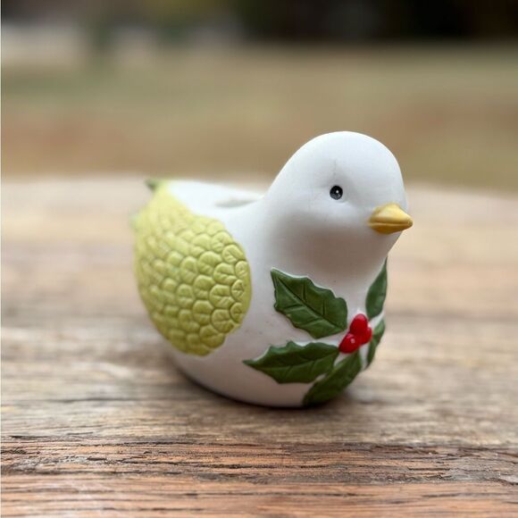 Vintage Porcelain Dove with Holly Candlestick Holder - Picture 2 of 10